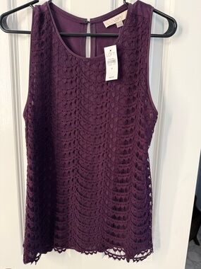 NWTLOFT Plum Lace Sleeveless Shell